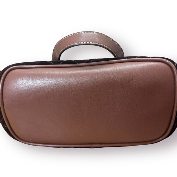 Y2k Fur Trim Quilted Brown Bag Purse Custom Cozy Chic Old Money Elegant Winter - Picture 8 of 12